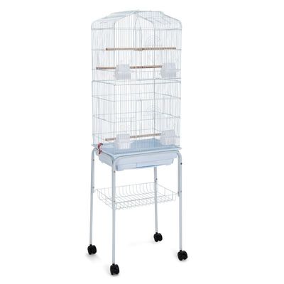 Open Play Top Bird cage with Rolling Stand for Cockatiel Sun Conure Parakeet (White)