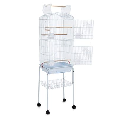 Open Play Top Bird cage with Rolling Stand for Cockatiel Sun Conure Parakeet (White)