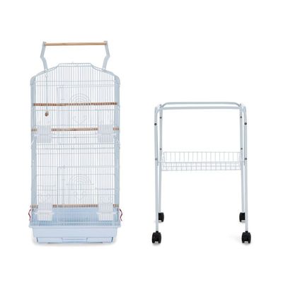 Open Play Top Bird cage with Rolling Stand for Cockatiel Sun Conure Parakeet (White)
