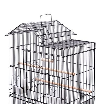 Roof Top Large Bird cage with Rolling Stand for Cockatiel Sun Conure Parakeet (Black)