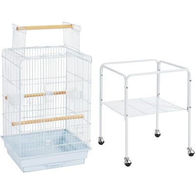 Bird Cage with Rolling Stand White