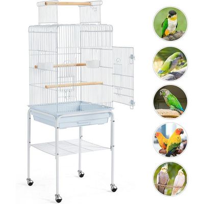 Bird Cage with Rolling Stand White