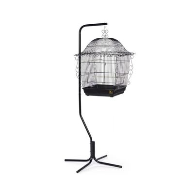 Heavy-Duty Tubular Steel Hanging Bird Cage Stand - Sturdy 4-Leg Support Base, Easy Assembly, 61x61x158cm (Black)