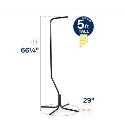 Heavy-Duty Tubular Steel Hanging Bird Cage Stand - Sturdy 4-Leg Support Base, Easy Assembly, 61x61x158cm (Black)