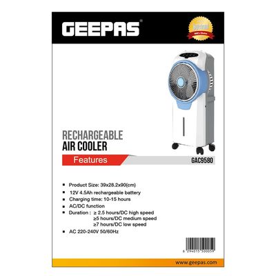 Rechargeable Air Cooler, 7 Hours Working, GAC9580 | 12V 4.5Ah rechargeable battery | 15Hrs Charging Time | 3 Speed, 3 Wind Mode | 7L Water Tank