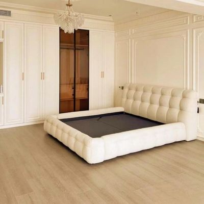 White King Size Upholstered Platform Bed Frame 180x200 with Thick Padded Headboard & Footboard, Fleece Fabric, Wooden Base, Modern Design – Bedroom Furniture for Home, Apartment, or Hotel

