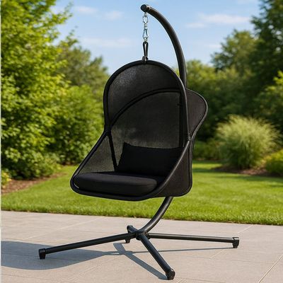 Steel foldable hanging chair-190x100x110CM- Black- 1 Year