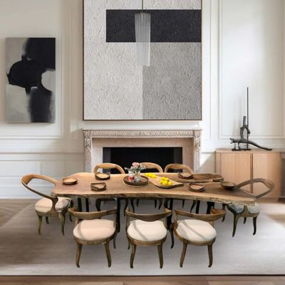 T4 Walnut Wooden Table Dining Set - 230×100×86Cm-Natural Wood Color