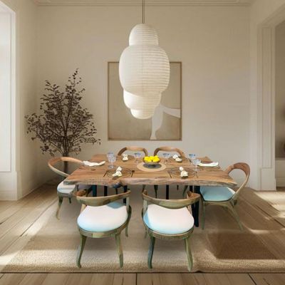 T5 Walnut Wooden Table Dining Set - 230×140×86Cm-Natural Wood Color