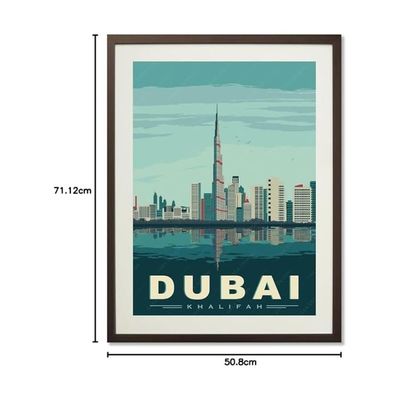  Burj Khalifa Dubai Landscape Vintage Travel Poster - Retro Art Print On Canvas For Home Decor, Stress-Relieving Scenic Wall Art (45L X 30W Cm)