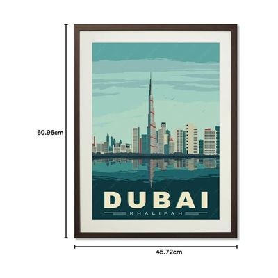  Burj Khalifa Dubai Landscape Vintage Travel Poster - Retro Art Print On Canvas For Home Decor, Stress-Relieving Scenic Wall Art, For Any Occasion (61L X 45.7W Cm)