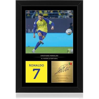  Cristiano Ronaldo A4 Framed Photo Display - Framed Reproduced Digital Signature - Gift For Al-Nassr Fans