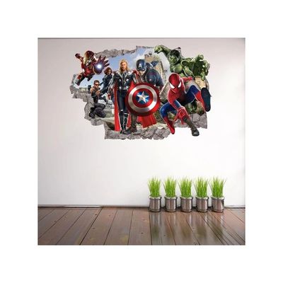 Superhero Wall Decal, Creative 3D Wallpaper Stickers For Kids, Peel And Stick Wall Decal For Playroom, Living Room, Kids Room, Background Wall Decor - 36" X 23" Large