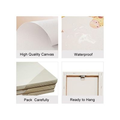 Kiddale Safari Animals Nursery Decor, Pack Of 4 | 8"X10", Framed Watercolor Jungle Baby Animals Bedroom Wall Art, Tropical Animal Canvas Print Posters For Living Room Boys Girls Bedroom Nursery Decorations