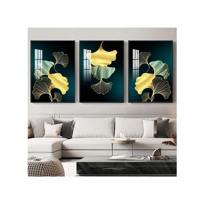 Luxury Blue Gold Ginkgo Leaf Decoration Pictures Modern Art Prints Wall Painting Living Room Decor Posters Aesthetic