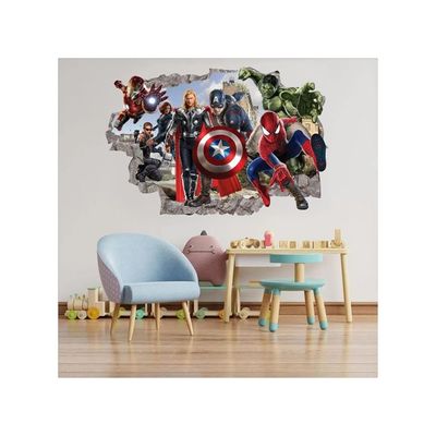  Superhero Wall Decal, Creative 3D Wallpaper Stickers For Kids, Peel And Stick Wall Decal For Playroom, Living Room, Kids Room, Background Wall Decor - 24"X16" (Large)