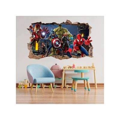 Superhero Wall Decal, Creative 3D Wallpaper Stickers For Kids, Peel And Stick Wall Decal For Playroom, Living Room, Kids Room, Background Wall Decor - 24" X 16"