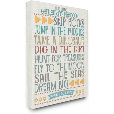 Typography Plaque, The Little Gentleman'S Playbook Canvas Wall Art, 30 X 40, Design By Artist Jo Moulton