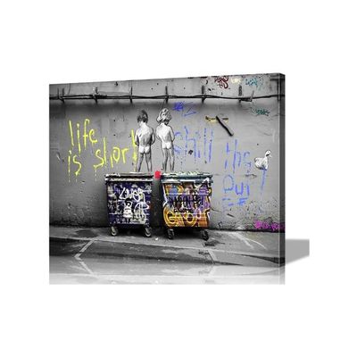  Wall Art Colorful Wall Decor Life Is Short Chill The Duck Out Canvas Wall Art Pop Art Decor Art Poster Wall Street Poster Banksy Artwork Bedroom Decor (16''Hx24''W)