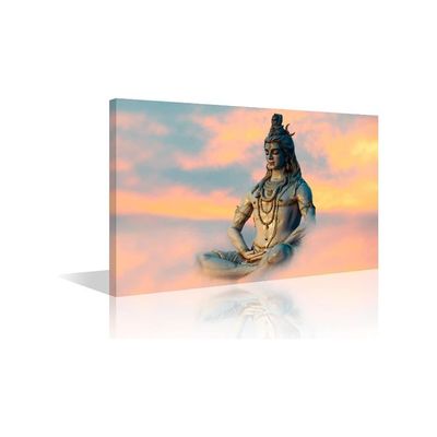 1 Piece Canvas Wall Art Lord Shiva Bedroom Decor Modern Indian Wall Decorations For Living Room Indian God Of Hindu Bathroom Decor Wall Art Framed Ready To Hang (20''Wx 30''H)
