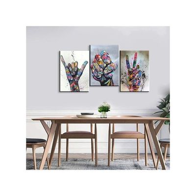 3 Piece Pop Art Poster Wall Decor Street Colorful Paintings For Canvas Bedroom Living Room 12''Wx16''H