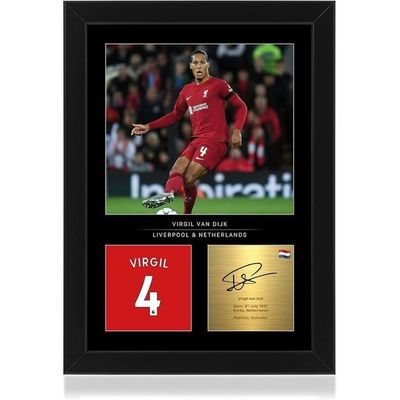  Virgil Van Dijk A4 Framed Photo Display - Reproduced Digital Signature - Gift For Liverpool Fans