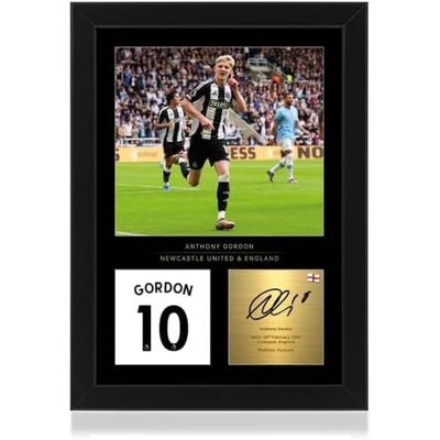  Anthony Gordon A4 Framed Photo Display - Reproduced Digital Signature - Gift For Newcastle Fans