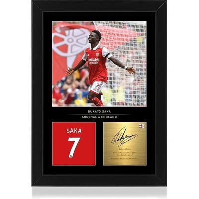 Bukayo Saka Signed A4 Framed Photo Display - Reproduced Digital Signature - Gift For Arsenal Fans
