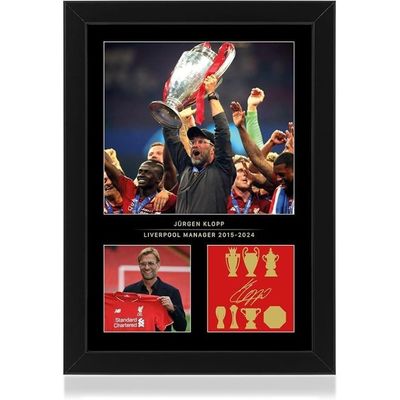  Jurgen Klopp A4 Framed Photo Display - Reproduced Digital Signature - Gift For Liverpool Fans