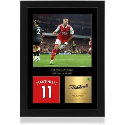 Gabriel Martinelli Signed A4 Framed Photo Display - Reproduced Digital Signature - Gift For Arsenal Fans