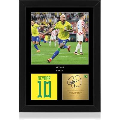  Neymar Jr A4 Framed Photo Display - Reproduced Digital Signature - Gift For Brazil Fans