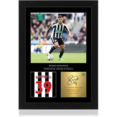  Bruno Guimaraes Signed A4 Framed Photo Display - Reproduced Digital Signature - Gift For Newcastle United