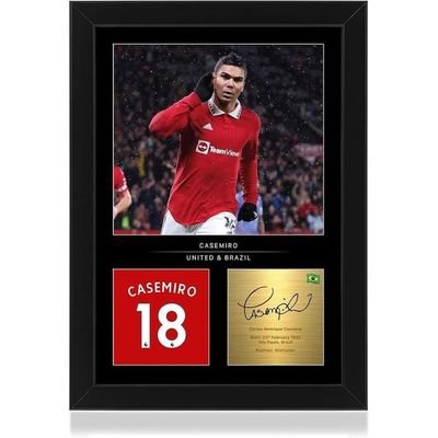  Carlos Casemiro Framed Photo Display - Reproduced Digital Signature - Gift For Manchester United And Brazil Fans