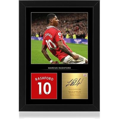  Marcus Rashford A4 Framed Photo Display - Reproduced Digital Signature - Gift For United Fans