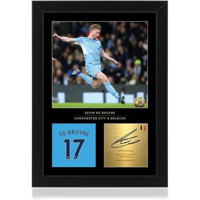  Kevin De Bruyne A4 Framed Photo Display - Reproduced Digital Signature - Gift For Manchester City Fans