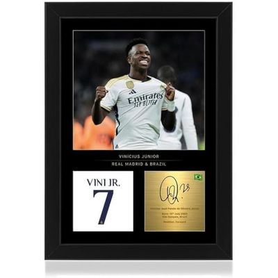  Vinicius Junior Signed A4 Framed Photo Display - Reproduced Digital Signature - Gift For Real Madrid