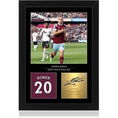  Jarrod Bowen A4 Framed Photo Display - Reproduced Digital Signature - Gift For West Ham Fans