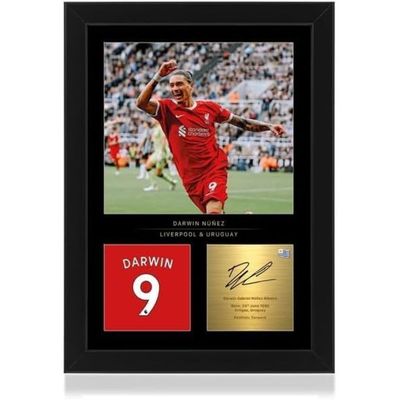  Darwin Nunez A4 Framed Photo Display - Reproduced Digital Signature - Gift For Liverpool Fans