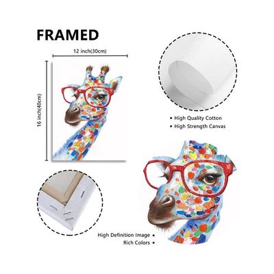 Giraffe Pictures For Wall Animal Posters Baby Room Kids Wall Art Jungle Nursery Decor 12X16Inch Frame