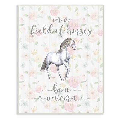 Home Décor Be A Unicorn Floral Cursive Typography Wall Plaque Art