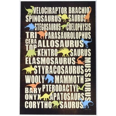 Dinosaurs Typography Chart Wall Plaque, 10X15, Design By Artist Stephanie Workman Marrott