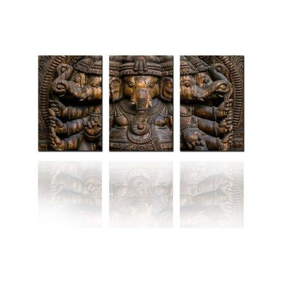 3 Pieces Hindu God Ganesha Canvas Wall Art For Living Room Decor Religious Painting Kitchen Wall Decor Hinduism Home Decor Wall Decorations For Living Room Wall Pictures 48X24 Inch