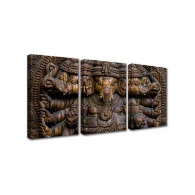 3 Pieces Hindu God Ganesha Canvas Wall Art For Living Room Decor Religious Painting Kitchen Wall Decor Hinduism Home Decor Wall Decorations For Living Room Wall Pictures 16X24 Inch