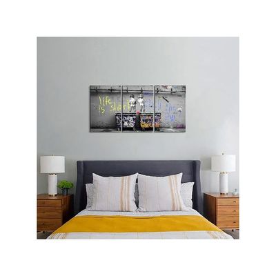 3 Pieces Wall Art Colorful Room Decor Life Is Short Chill The Duck Out Wall Art Pop Art Wall Decor Banksy Canvas Art Canvas Street Posters Home Décor 12''Wx16''H