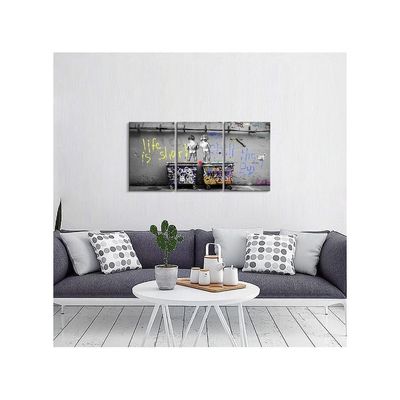 3 Pieces Wall Art Colorful Room Decor Life Is Short Chill The Duck Out Wall Art Pop Art Wall Decor Banksy Canvas Art Canvas Street Posters Home Décor 12''Wx16''H