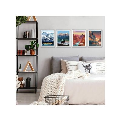 9 Piece National Park Old Posters, National Park Art Posters Nature Wall Art And Mountain Poster Abstract Travel Frameless For Hikers Living Room, 8 X 10 Inches
