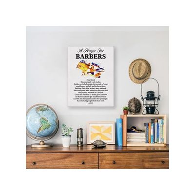 A Barber'S Prayer Quote Poster Canvas Wall Art Frames For Office Home Decor - Barber Gift Barbershop Canvas Print Wall Art Painting Ready To Hang Gifts - Easel & Hanging Hook 12X15 Inch