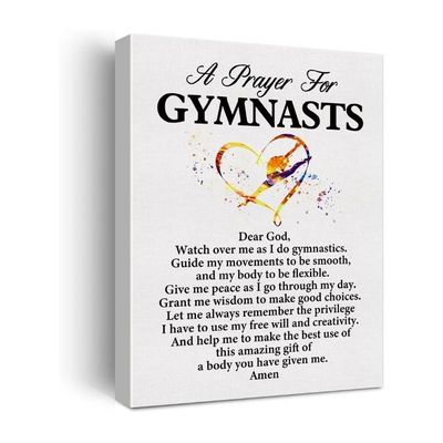 A Gymnast'S Prayer Quote Poster Canvas Wall Art For Office Home Decor - Gymnasts Gift Gymnastic Professionals Canvas Print Wall Art Painting Ready To Hang - Easel & Hanging Hook 12X15 Inch