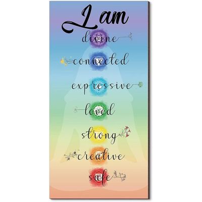 Quotes Sign Buddha Wall Decor Yoga Zen Wall Art Wooden Spiritual Decor 7 Chakra Hanging Motivational Meditation Buddhism Spa Room Sign For Yoga Living Room Bedroom Bathroom(Safe Style)