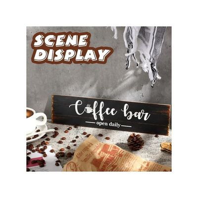 Coffee Bar Sign Wood Station Decor Rustic Small Wall Art Accessories Hanging Plaque